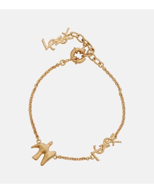 Saint Laurent Metallic Cassandre Chain Bracelet