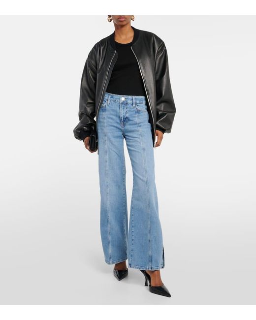 FRAME Blue High-Rise Wide-Leg Jeans Le Slim Palazzo