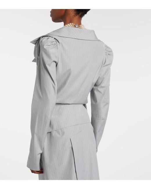 Vivienne Westwood Gray Monday Pinstripe Peplum Cotton Shirt