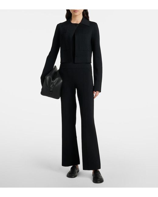 Joseph Blue Knitted Mid-Rise Flared Pants