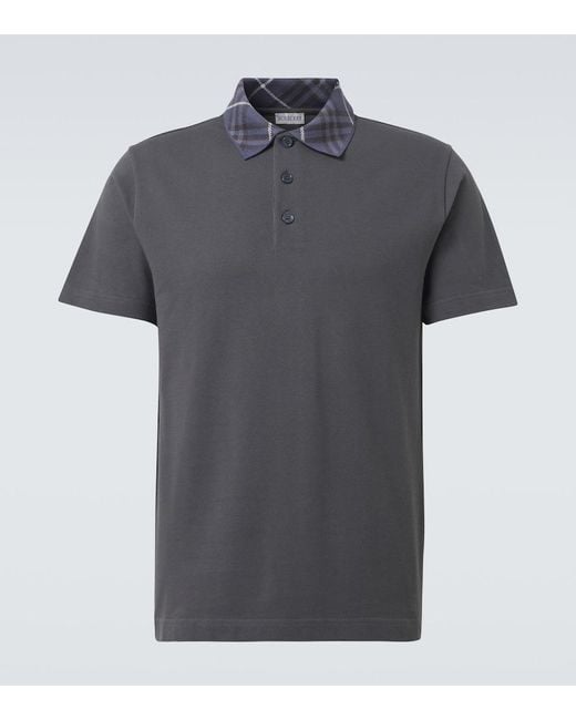 Burberry Gray Cotton Polo Shirt for men