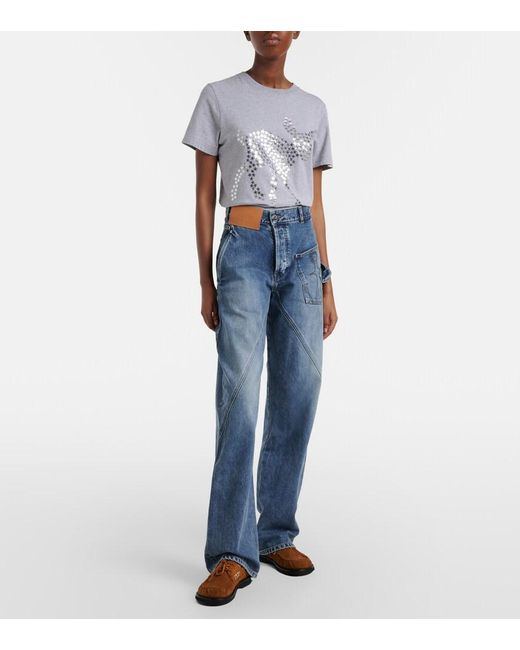 J.W. Anderson Blue Twisted Embroidered Straight Jeans