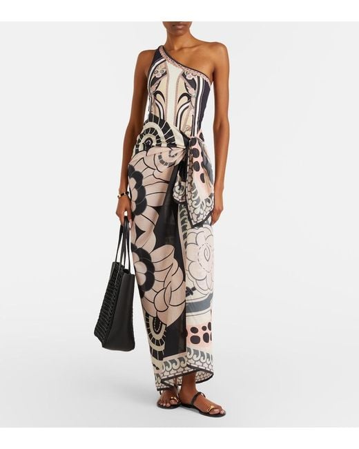 LaDoubleJ White Printed Cotton Beach Cover-Up