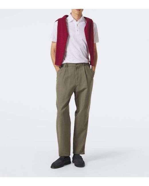 Kiton White Cotton Jersey Polo Shirt for men