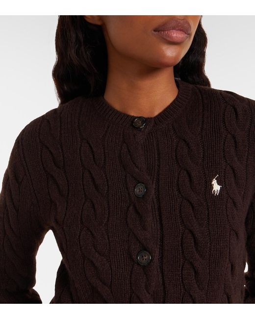 Polo Ralph Lauren Black Cable-Knit Wool And Cashmere Cardigan