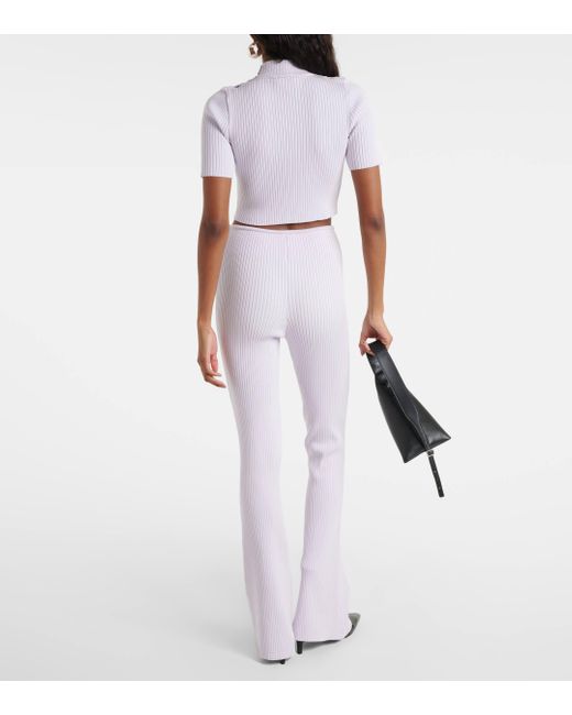 Courreges White Reedition Ribbed-knit Flared Pants