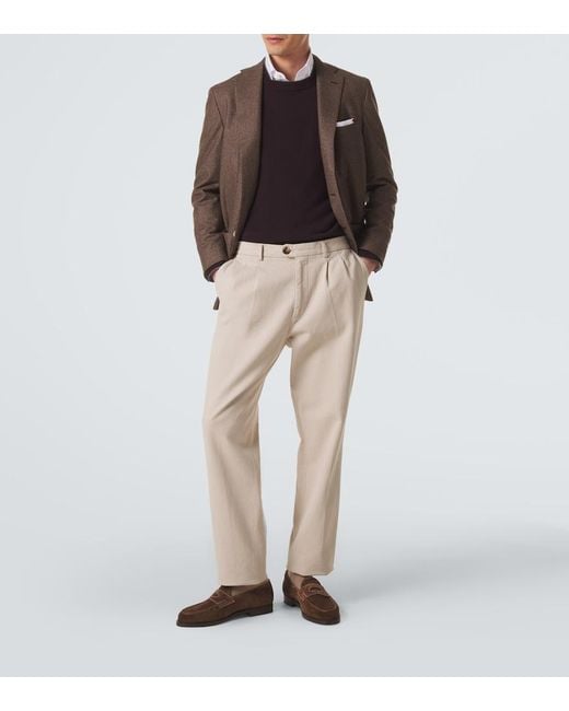 Kiton Brown Prince Of Wales Check Virgin Wool Blazer for men
