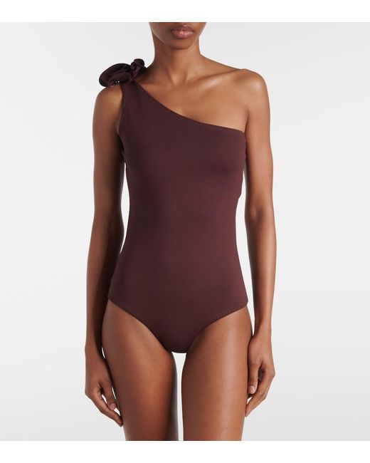 Magda Butrym Purple Floral-Applique Swimsuit