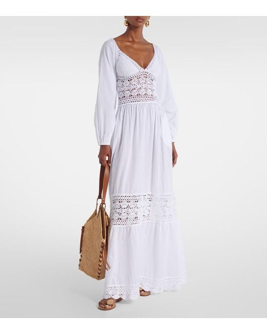 Anna Kosturova White Victoria Crochet Cotton Poplin Dress