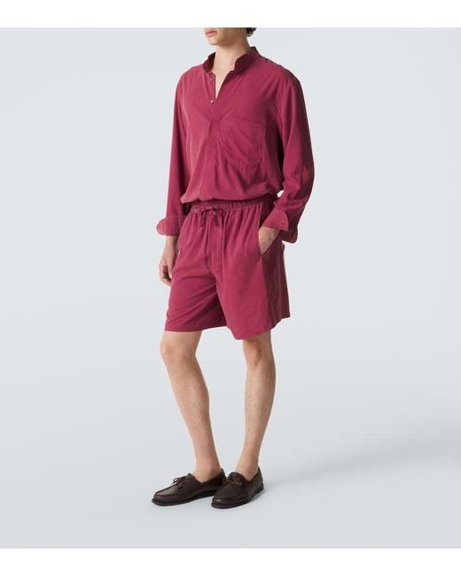 Saman Amel Red Silk Shorts for men