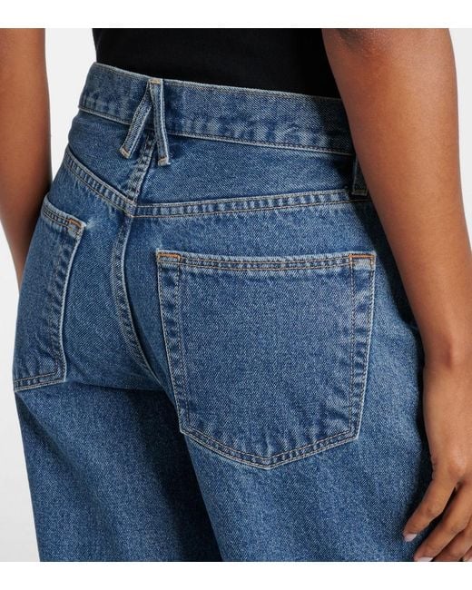 SLVRLAKE Denim Blue Tess Long Low-Rise Wide-Leg Jeans