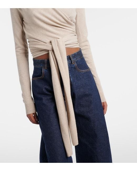 Alaïa Natural Cashmere And Wool-Blend Wrap Top