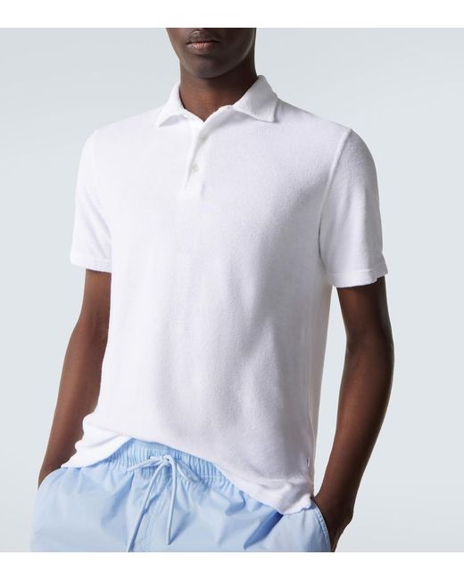 Fedeli White Cotton Terry Polo Shirt for men