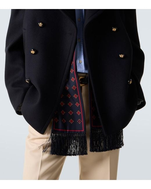 Valentino Black Double-Breasted Virgin Wool Jacket for men