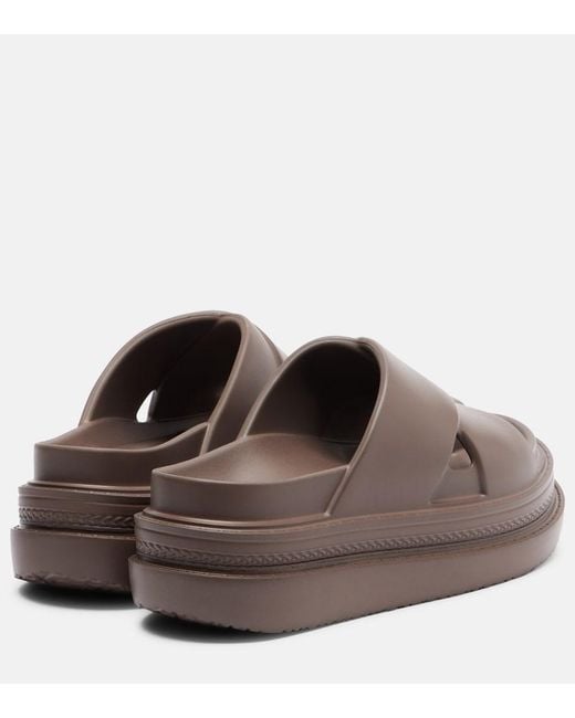 Sacai Brown Platform Slides
