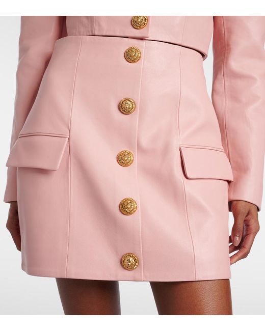 Balmain Pink Leather Miniskirt