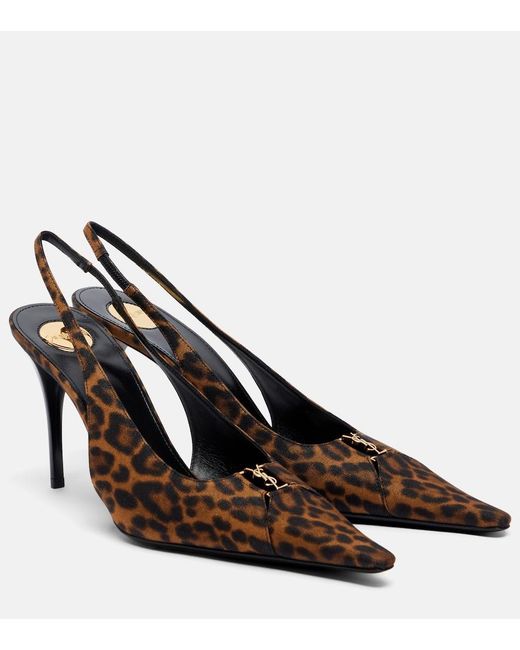 Saint Laurent Brown Babylone Breteuil Slingback Pumps