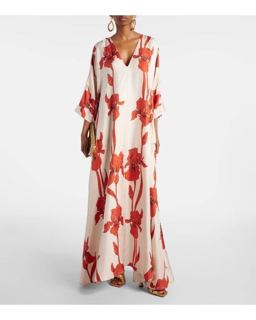 Robe Longue En Soie A Fleurs LaDoubleJ en coloris Red
