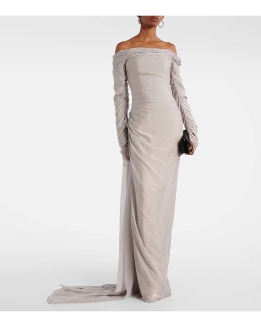 Abito Lungo Off-Shoulder di Marmar Halim in Gray