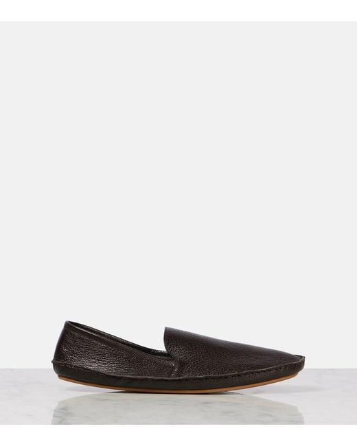 The Row Black Vasko Leather Loafers