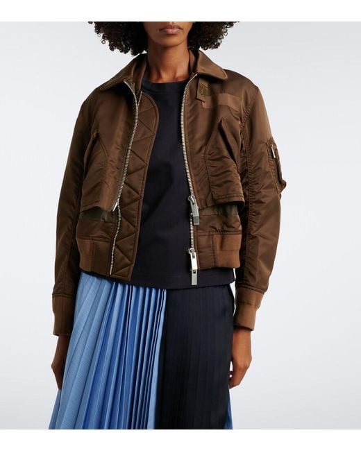 Sacai Brown Layered Technical Bomber Jacket