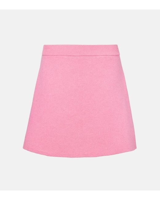 Lisa Yang Pink Clare High-Rise Cashmere Miniskirt