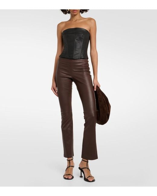 Stouls Brown Leather Bootcut Pants