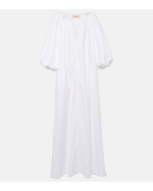 Adriana Degreas White Puff-sleeve Cotton Maxi Dress