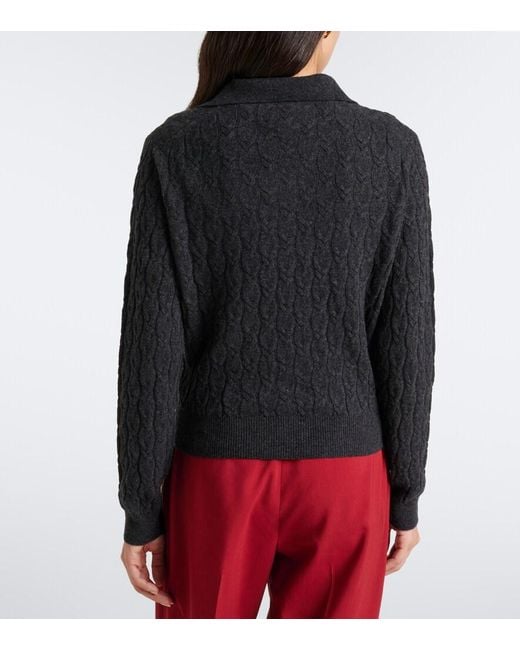 Jardin Des Orangers Blue Cable-Knit Cashmere Polo Sweater