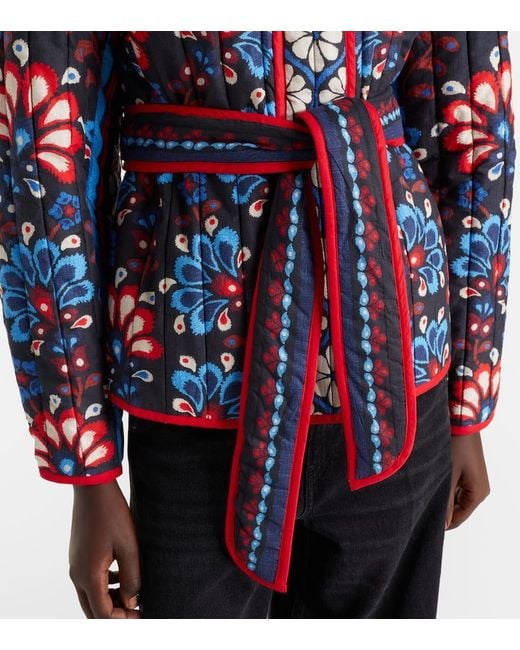 Farm Rio Blue Jacke Latina Scarf Aus Baumwolle