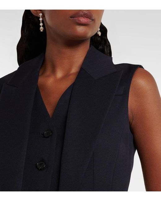 Alexander McQueen Blue Cropped Wool Vest