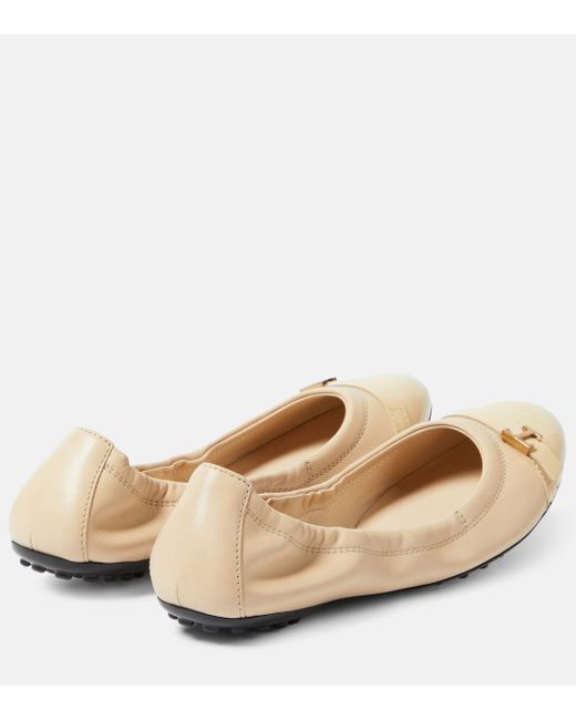 Tod's Natural Leather Ballet Flats