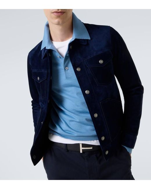 Tom Ford Blue Cashmere And Silk Polo Shirt for men
