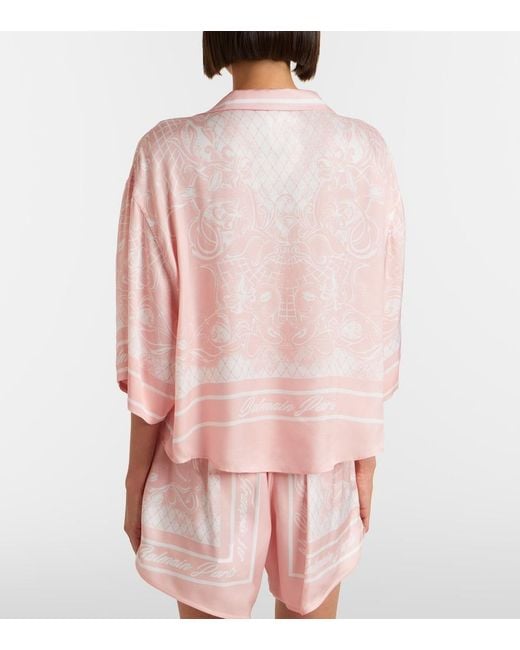 Balmain Pink Printed Twill Pajama Shirt
