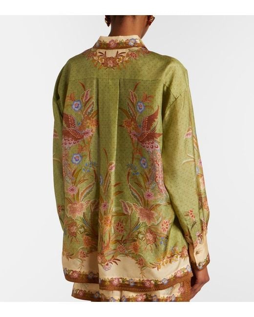 Zimmermann Metallic Indra Printed Silk Shirt