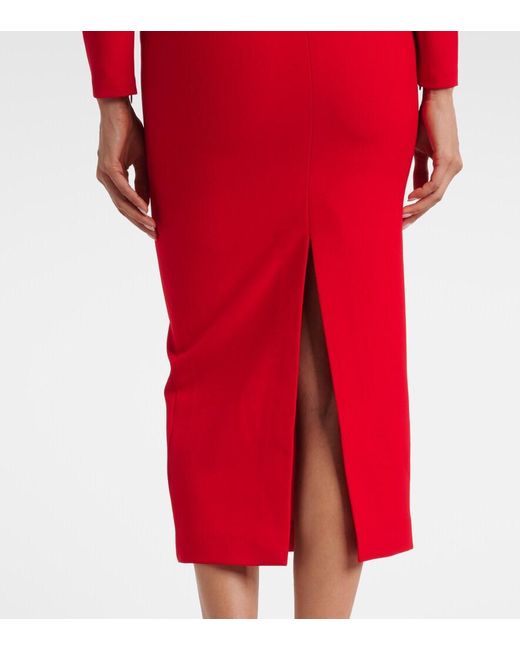 Roland Mouret Red Draped Crepe Midi Dress