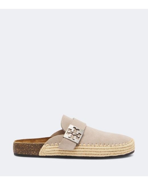 Tory Burch White Mellow Woven Suede Clogs