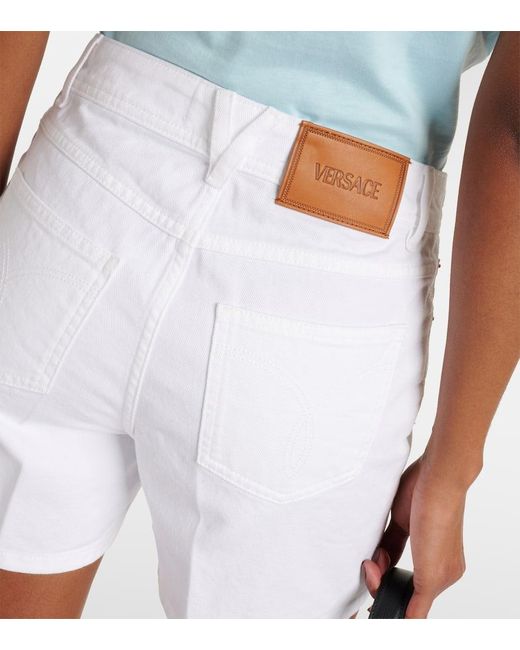 Versace White Jeansshorts Barocco