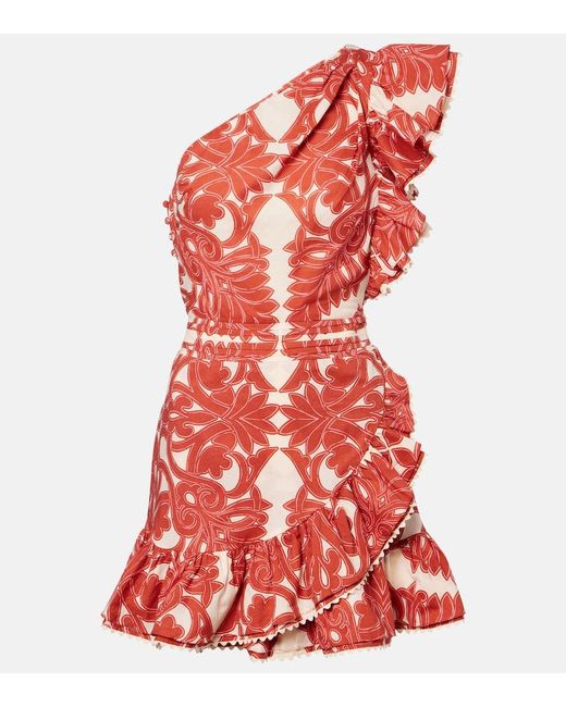 Poupette Red Corinne Ruffled Cotton Minidress