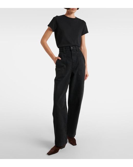 Khaite Blue Hewitt High-Rise Straight Jeans