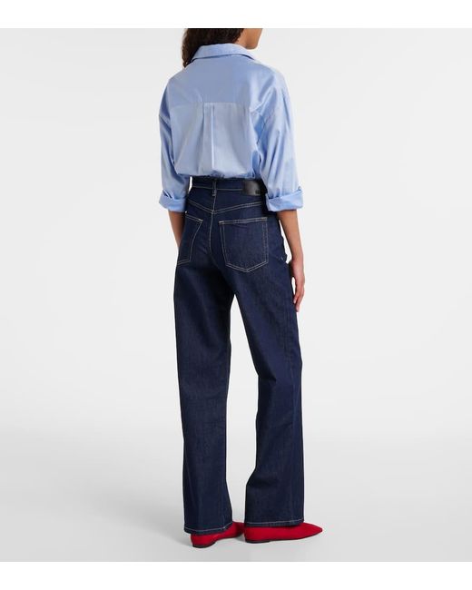 Jeans Kora A Vita Alta E Gamba Larga di AG Jeans in Blue