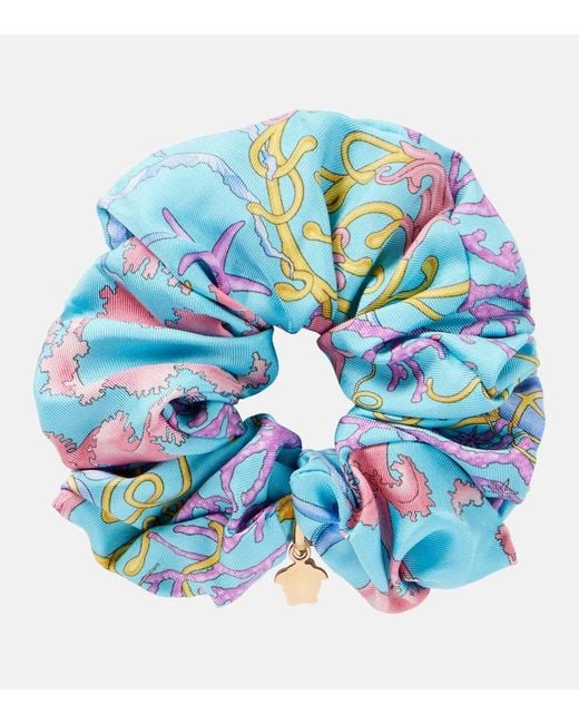 Versace Blue Scrunchie Underwater Barocco Aus Seide