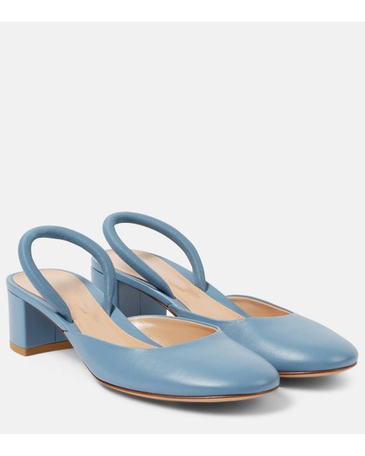 Gianvito Rossi Blue Tivoli Leather Mules