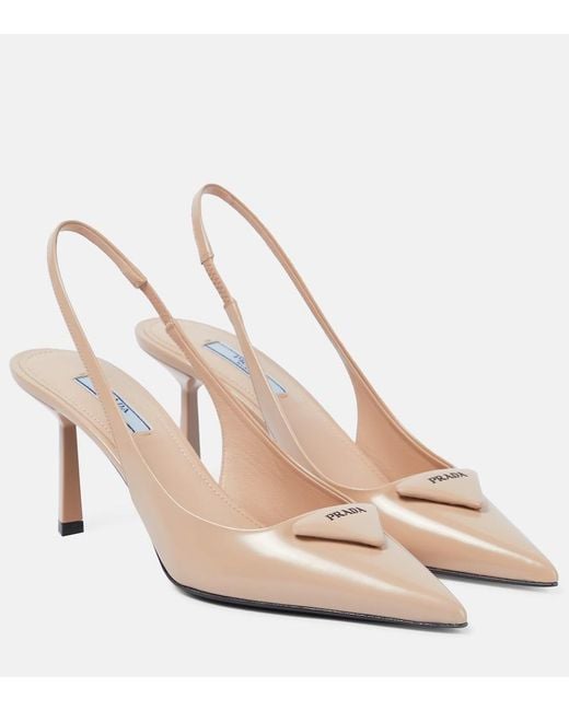 Prada Natural Leather Slingback Pumps