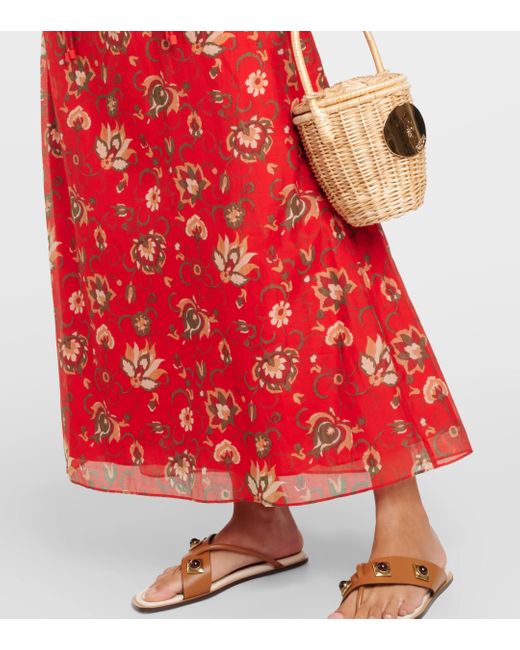 Robe longue Reyes imprimee en coton et soie Sir. The Label en coloris Red