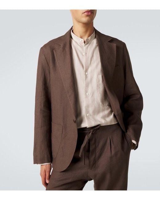 STÒFFA Brown Linen Blazer for men