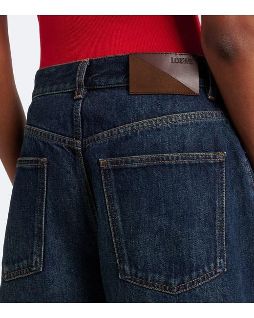 Bermudas De Denim Con Paneles Loewe de color Blue