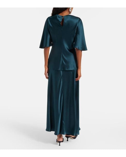 Roksanda Blue Naiara Draped Silk Satin Top