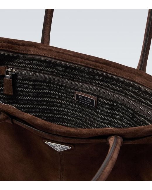Prada Brown Bonnie Suede Tote Bag for men
