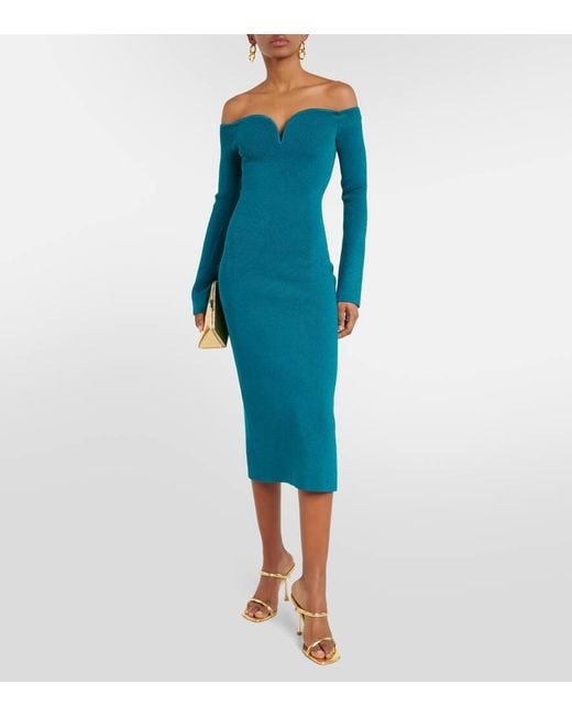 Galvan Blue Off-Shoulder-Midikleid Grace
